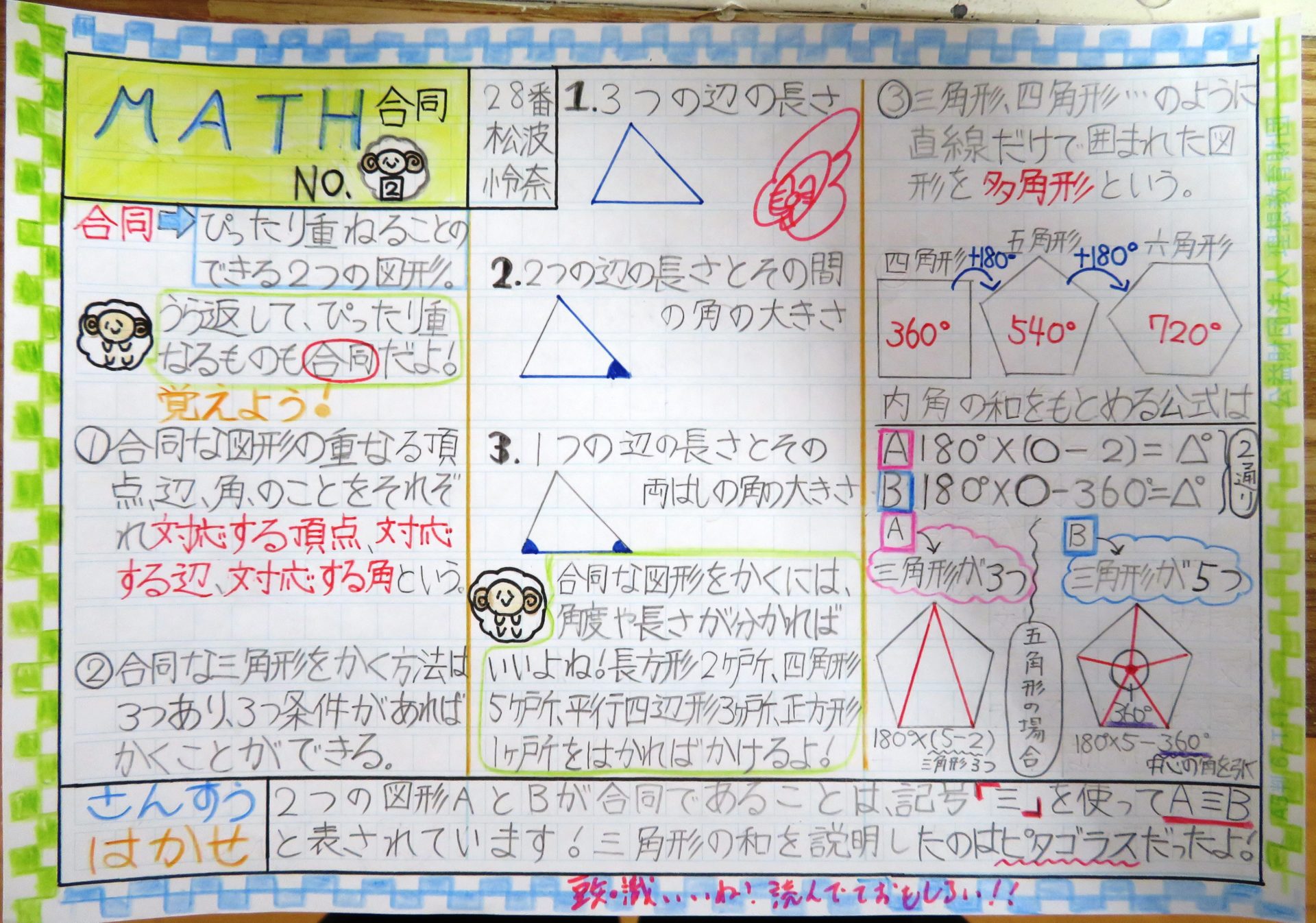 高学年の算数新聞 自分としての分かり方を表現 国府台女子学院